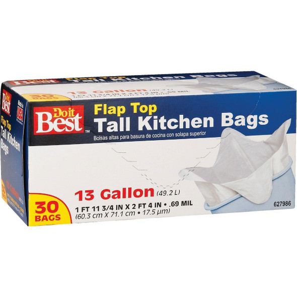 627986 13 Gal. Tall Kitchen White Trash Bag (30-Count)