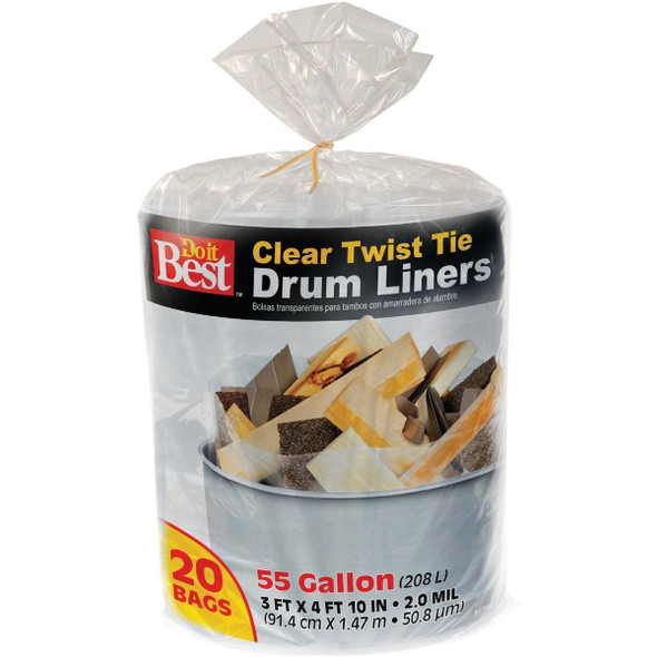 647896 55 Gal. Clear Drum Liner (20-Count)