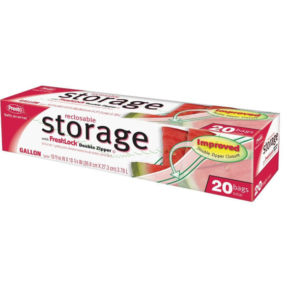 CO03713S Presto 1 Gal. Reclosable Food Storage Bag (20 Count)