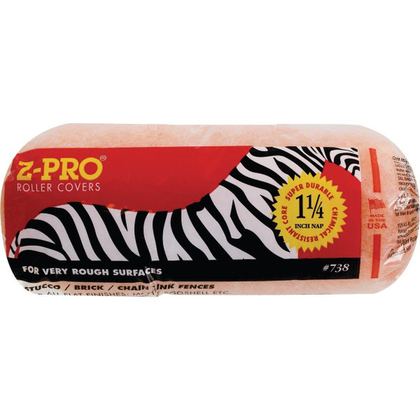 738 Premier Z-Pro Zebra 9 In. x 1-1/4 In. Knit Fabric Roller Cover