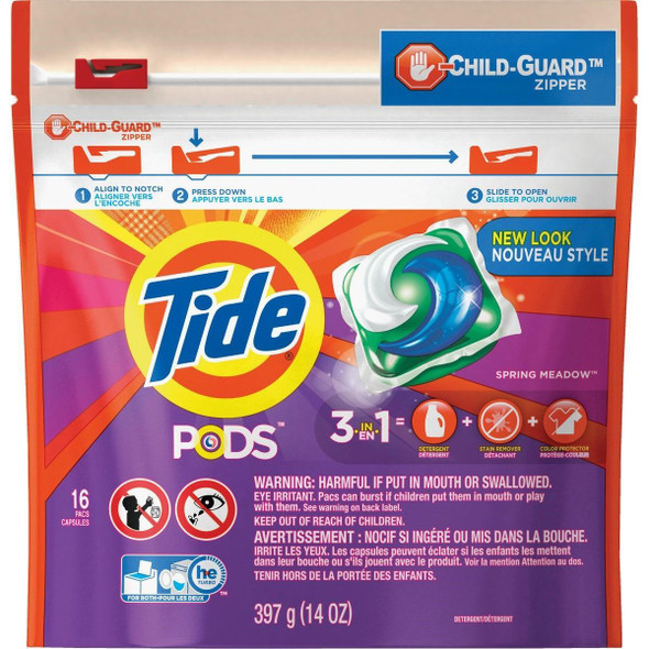 93120 Tide Pods Spring Meadow Child-Guard Zipper Laundry Detergent (16-Count)