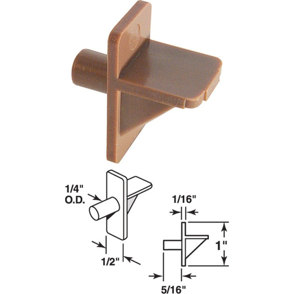 U 10137 Prime-Line 1/4 In. Brown Plastic Shelf Support (8-Count)