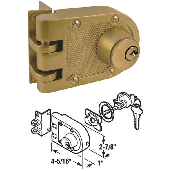 U 9972 Defender Security Brass Double Cylinder Single Rim Deadlock, Jimmy-Resistant