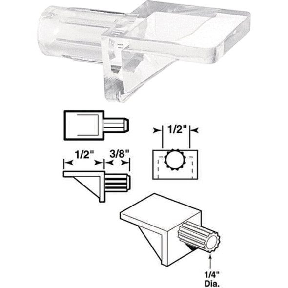 U 10144 Prime-Line 1/4 In. Dia. x 7/8 In. L. Clear Butyrate Shelf Support 8 Count)