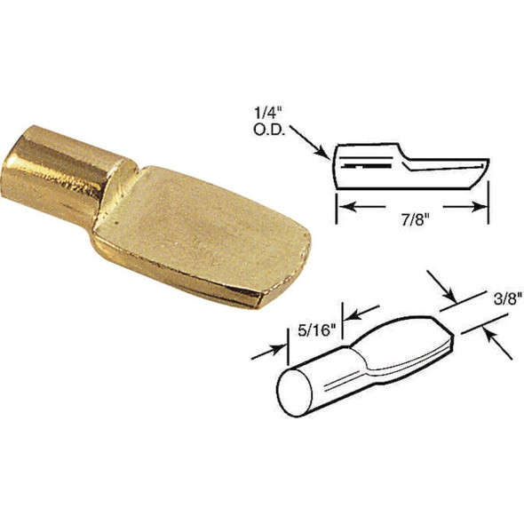 U 10162 Prime-Line 1/4 In. Brass Spoon-Style Shelf Support Peg (8-Count)