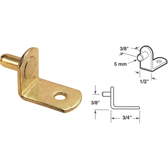 U 10170 Prime-Line 5mm Brass Metal Shelf Support (8-Count)