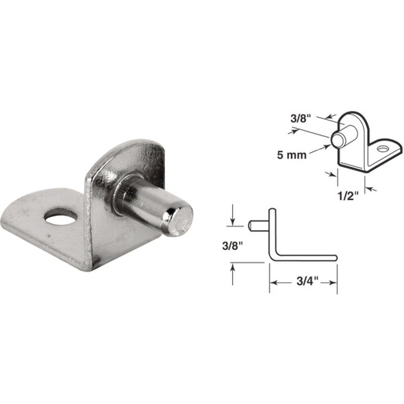 U 10171 Prime-Line 5mm Nickel Metal Shelf Support (8-Count)