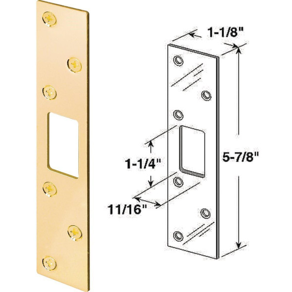 U 9535 Defender Security Polished Brass 1-1/8 In. Heavy-Gauge Deadbolt Security Strike Plate
