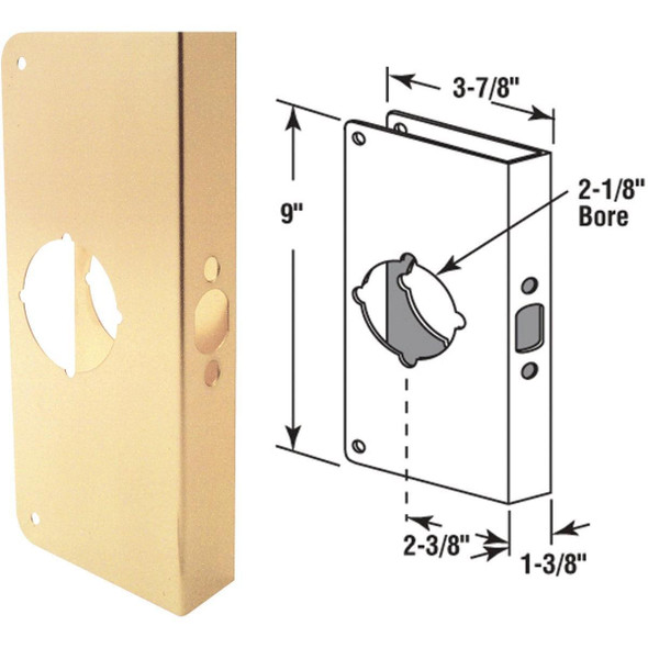 U 9547 Defender Security 1-3/8 In. x 2-3/8 In. Brass Door Reinforcer