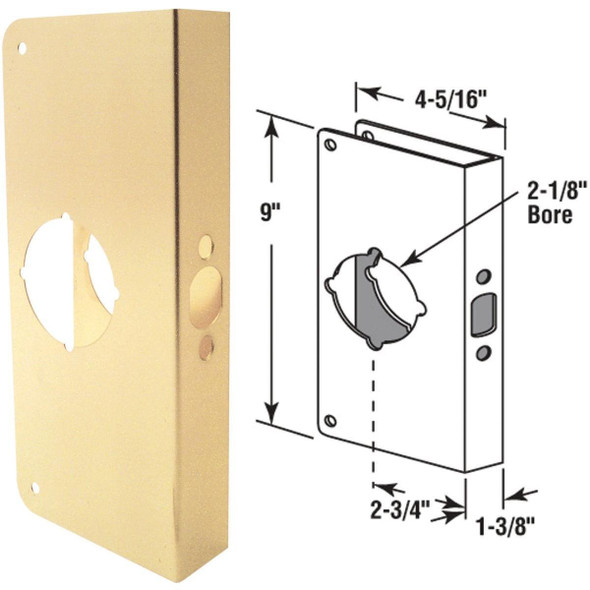 U 9549 Defender Security 1-3/8 In. x 2-3/4 In. Brass Door Reinforcer