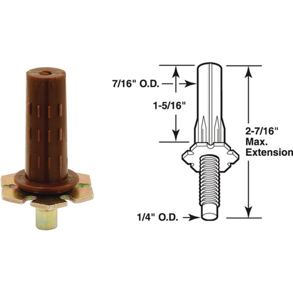 N 6707 Prime-Line Nylon Base Adjustbale Bifold Door Bottom Pivot (2-Pack)