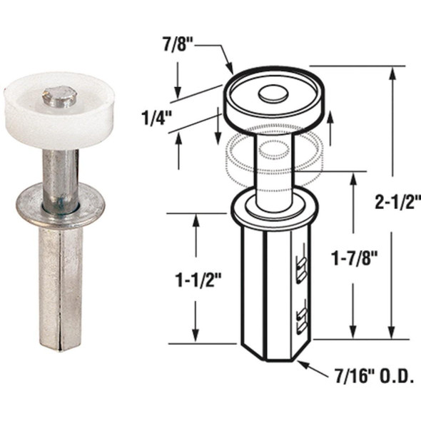 N 6544 Prime-Line Steel Base Bifold Door Top Roller Guide (2 Count)
