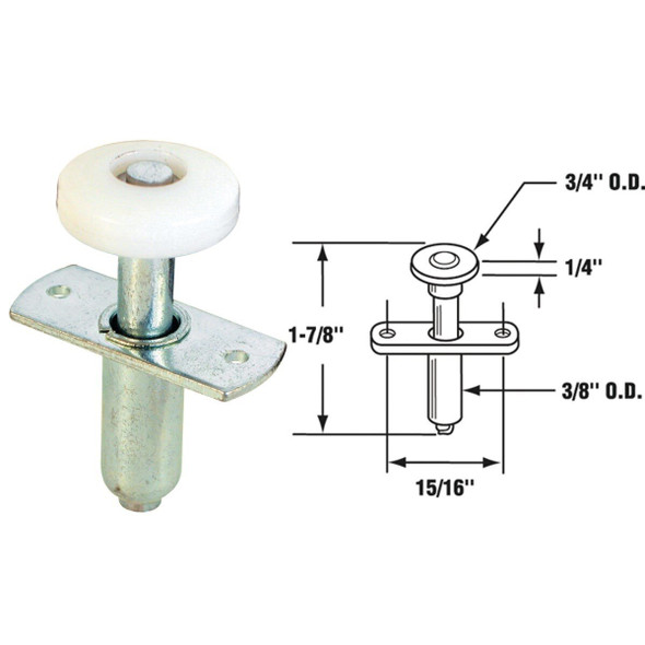 N 6611 Prime-Line Nail-Down Bi-Fold Door Top Roller Guide (2 Count)