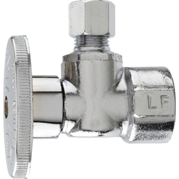 PP46PCLF 1/2 In. FIP x 1/4 In. OD Chrome-Plated Brass Quarter Turn Angle Valve