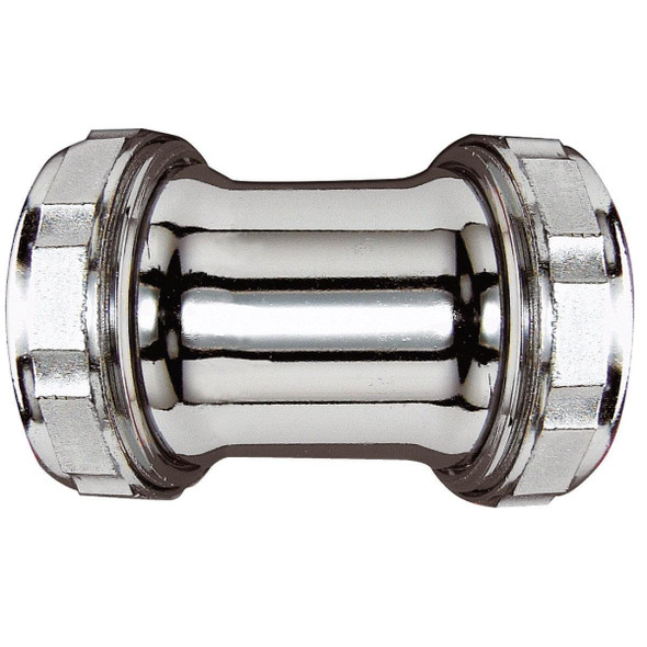 669K Double Slip 1-1/4 In. Chrome-Plated Brass Straight Coupling
