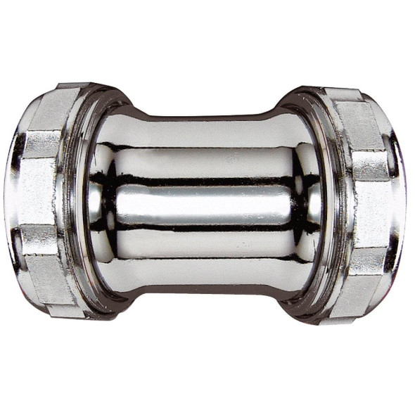 670K Double Slip 1-1/2 In. Chrome-Plated Brass Straight Coupling