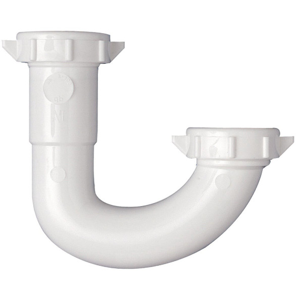 448451 1-1/4" White Plastic J-Bend, Carded