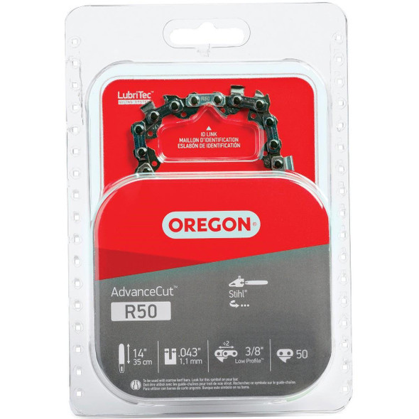 R50 Oregon AdvanceCut LubriTec R50 14 In. 3/8 In. Low Profile 50 Link Chainsaw Chain