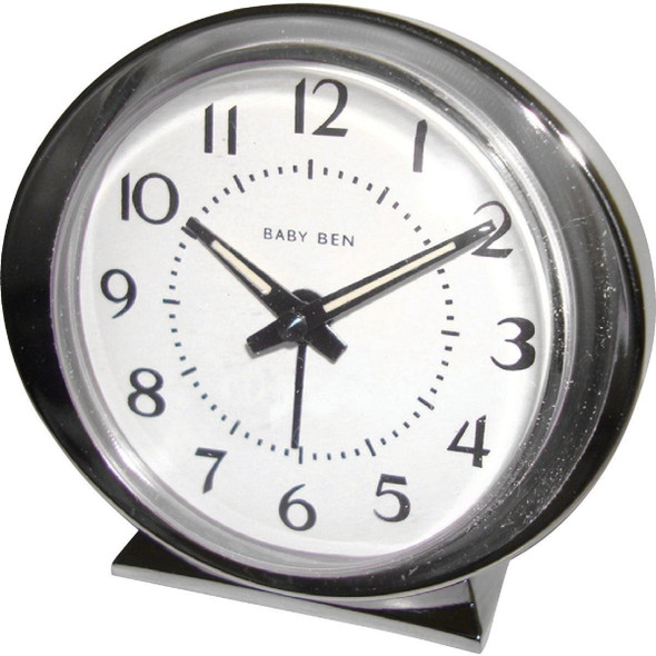 11611QA Westclox Baby Ben Silver Classic Style Battery Operated Alarm Clock