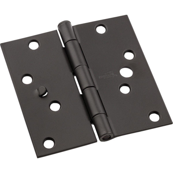 N830402 National 4 In. Oil Rubbed Bronze Square Door Hinge, (3-Pack)