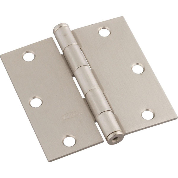 N830326 National 3-1/2 In. Square Satin Nickel Door Hinge (3-Pack)