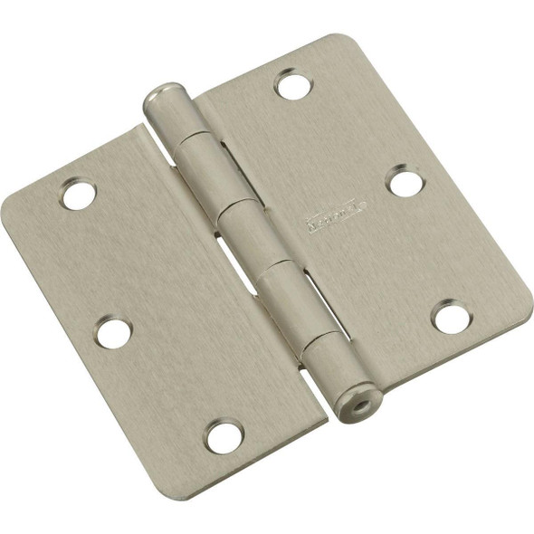 N830327 National 3-1/2 In. X 1/4 In. Radius Satin Nickel Door Hinge (3-Pack)