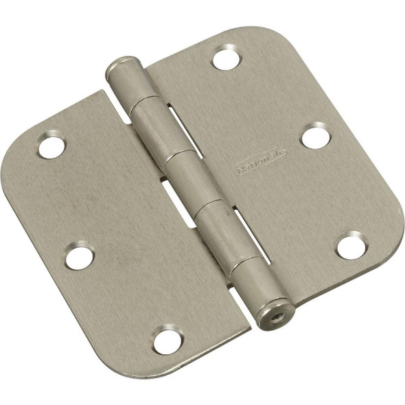 N830328 3-1/2 In. x 5/8 In. Radius Satin Nickel Door Hinge (3-Pack)