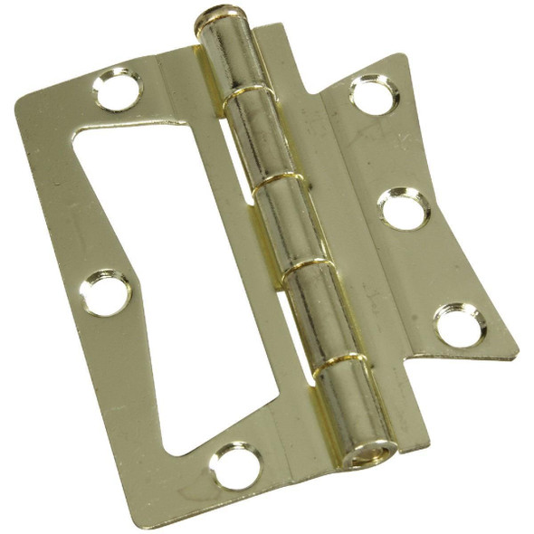 N244780 National 3 In. Brass Surface-Mounted Door Hinge (2-Count)