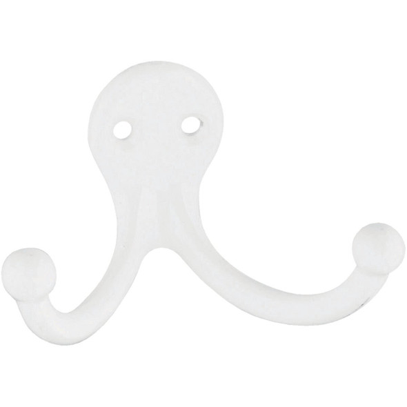 N248385 National White Double Clothes Wardrobe Hook, 2 per Card