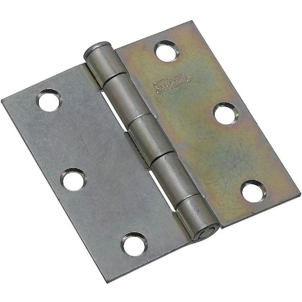 N195651 National 3 In. Square Zinc Plated Steel Broad Door Hinge (2-Pack)