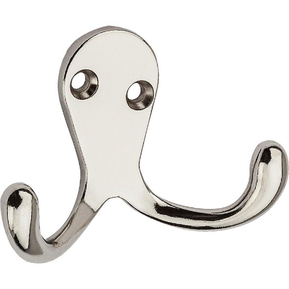 N199232 National Nickel Double Clothes Wardrobe Hook, 2 per Card