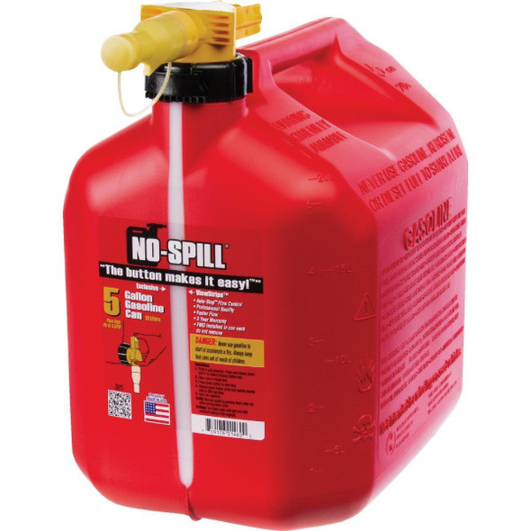 1460 No-Spill ViewStripe 5 Gal. Plastic Gasoline Fuel Can, Red