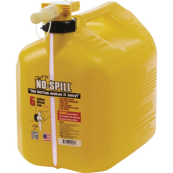 1467 No-Spill ViewStripe 5 Gal. Plastic Diesel Fuel Can, Yellow