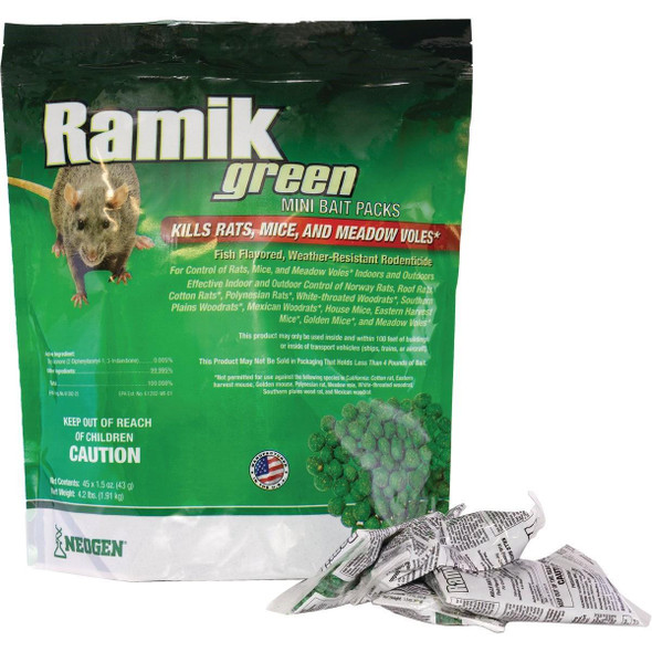 116317 Ramik Green Pellet Bait Pack Rat And Mouse Poison (45-Pack)