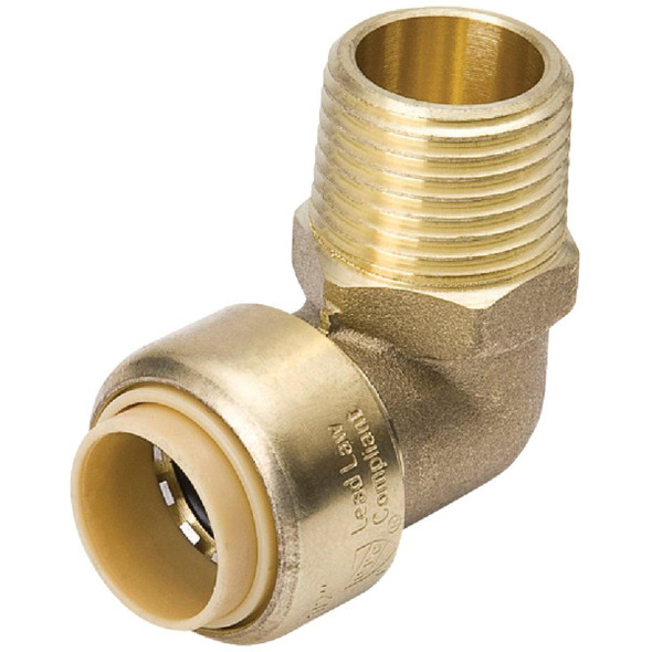 6631-203 ProLine 1/2 In. PF x 1/2 In. MPT 90 Deg. Push Fit Brass Elbow (1/4 Bend)