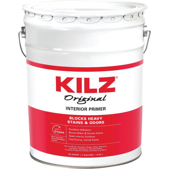 10030 Kilz Original Oil-Based Low VOC Interior Primer Sealer Stainblocker, White, 5 Gal.
