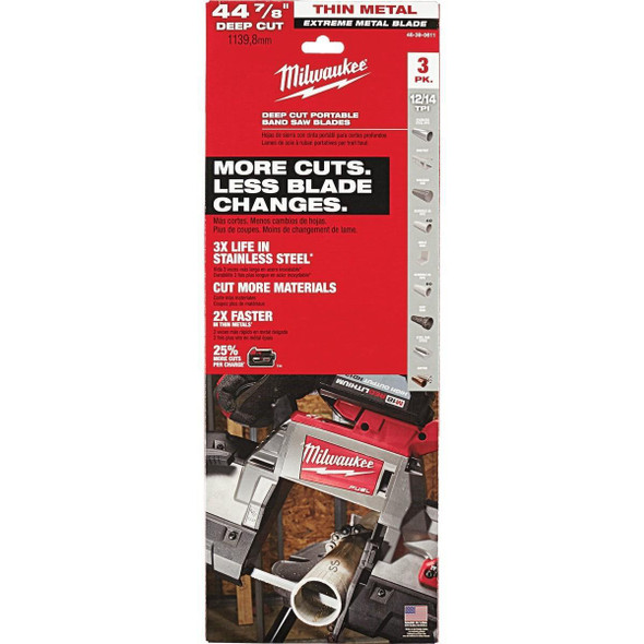 48-39-0611 Milwaukee 44-7/8 In. 12/14 TPI Extreme Metal Band Saw Blade (3-Pack)