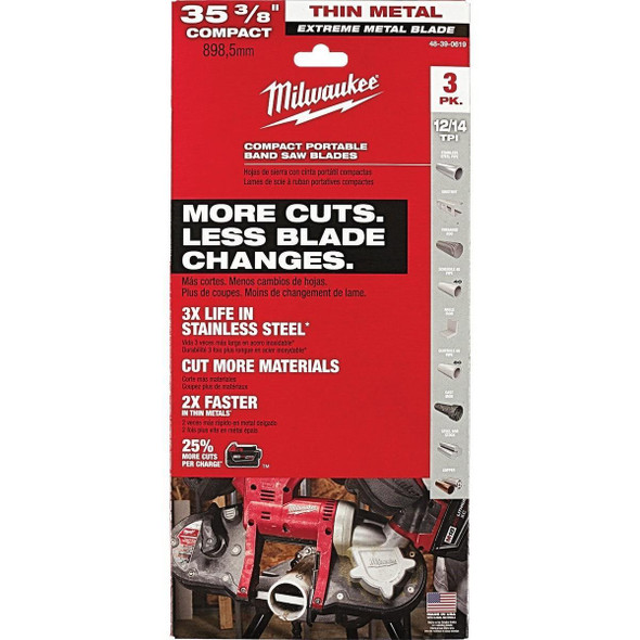 48-39-0619 Milwaukee 35-3/8 In. 12/14 TPI Extreme Metal Band Saw Blade (3-Pack)