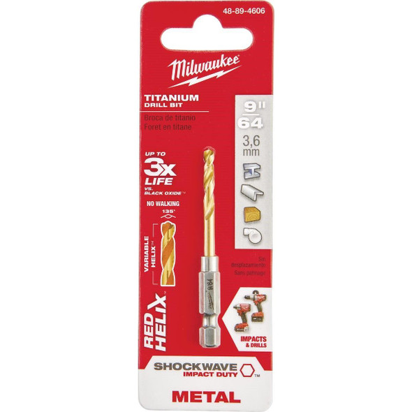 48-89-4606 Milwaukee SHOCKWAVE Impact Duty 9/64 In. Titanium Hex Shank Drill Bit