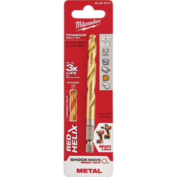 48-89-4618 Milwaukee SHOCKWAVE Impact Duty 21/64 In. Titanium Hex Shank Drill Bit
