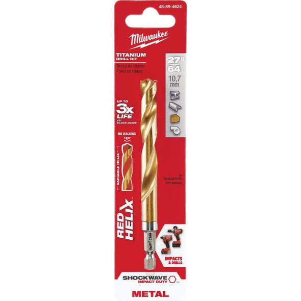 48-89-4624 Milwaukee SHOCKWAVE Impact Duty 27/64 In. Titanium Hex Shank Drill Bit