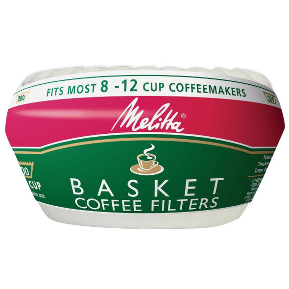 629524 Melitta 8-12 Cup White Basket Coffee Filter (200-Pack)