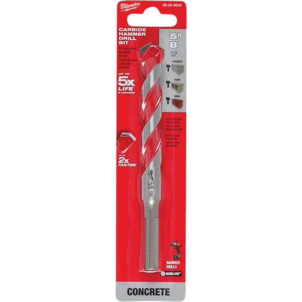 48-20-9040 Milwaukee SHOCKWAVE 5/8 In. x 6 In. Carbide Masonry Drill Bit