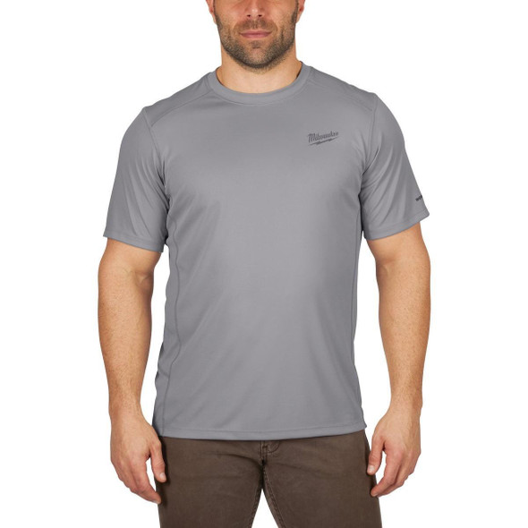 414G-L Milwaukee Workskin Large Gray Short Sleeve Men's Lightweight Performance Shirt