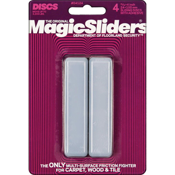 04124 Magic Sliders 1 In. x 4 In. Rectangle Self Adhesive Furniture Glide,(4-Pack)