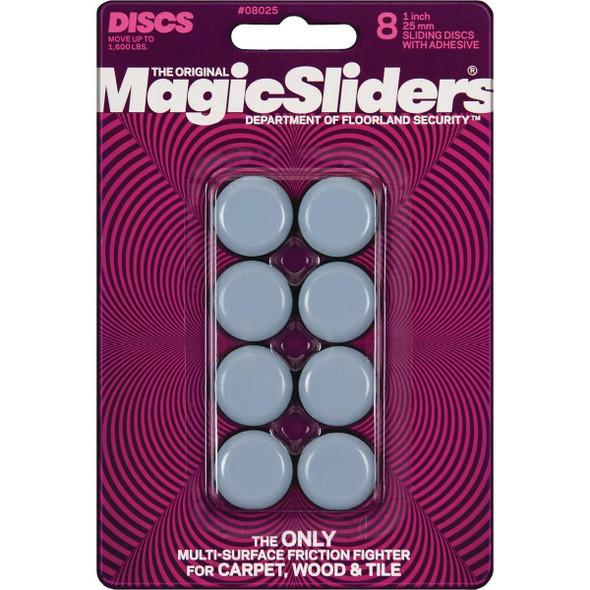 08025 Magic Sliders 1 In. Round Adhesive Furniture Glide,(8-Pack)