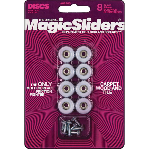 08200 Magic Sliders 3/4 In. Round Screw on Furniture Glide,(8-Pack)