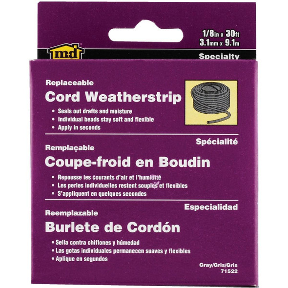 71522 M-D 30' x 3/16" x 1/8" Caulking Cord Weatherstrip