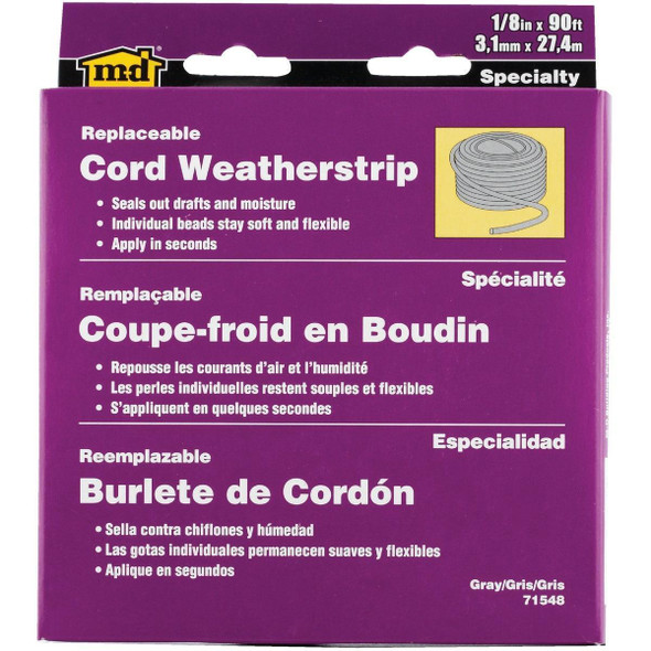 71548 M-D 90' x 3/16" x 1/8" Caulking Cord Weatherstrip