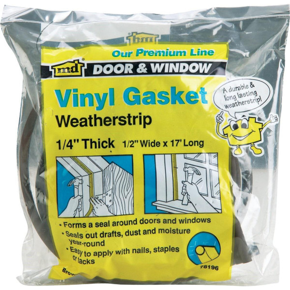 78196 M-D 1/2 In. x 17 Ft. Brown Door Jamb Weatherstrip